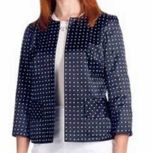 Pendleton Silk Blend Polka Dot Jacket Midnight Blue Plus Size 20W